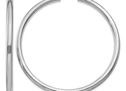 14k White Gold Polished Tube Hoop Earrings (Style T866)