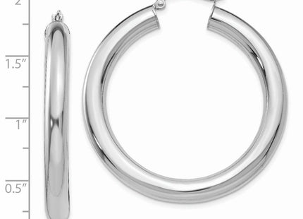 14k White Gold Polished Tube Hoop Earrings (Style T867)