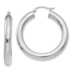 14k White Gold Polished Lightweight Hoop Earrings (Style T868L)