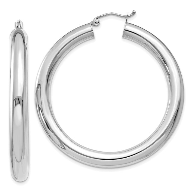 14k White Gold Polished Lightweight Hoop Earrings, 45 x 5mm