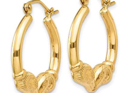 14k Polished Ram Hoop Earrings (Style T897)