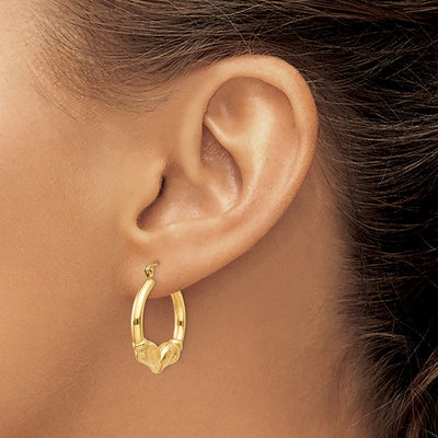 14K Polished Ram Hoop Earrings, 24.25 x 2.75mm
