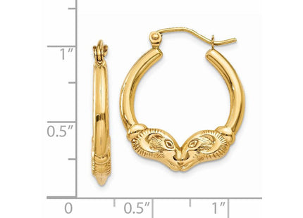 14k Polished Ram Hoop Earrings (Style T897)