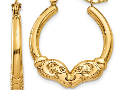 14k Polished Ram Hoop Earrings (Style T897)