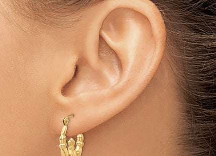 14K gold claddagh hoop earrings, another view