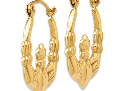 14k Polished Claddagh Hoop Earrings, 22.25 x 2.75mm