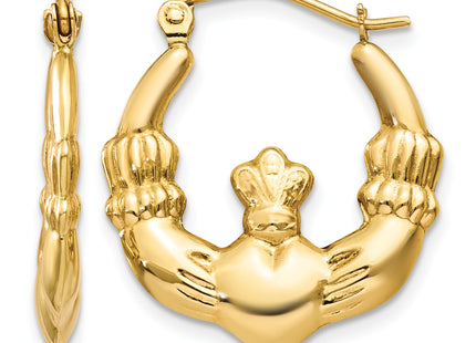 14k Polished Claddagh Hoop Earrings, 22.25 x 2.75mm