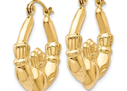14k Polished Claddagh Hoop Earrings, 23.25 x 4mm