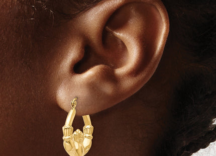 14k Polished Claddagh Hoop Earrings, 23.25 x 4mm