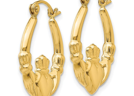 14K gold claddagh hoop earrings, alternate view