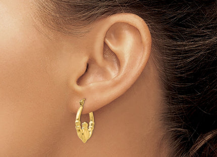 14K gold claddagh hoop earrings, another view