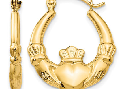 14K gold claddagh hoop earrings