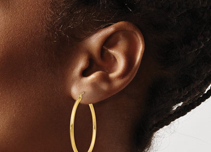 14k Polished Lightweight Tube Hoop Earrings (Style T913L)