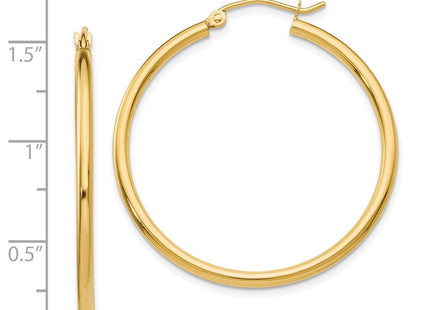14k Polished Lightweight Tube Hoop Earrings (Style T913L)