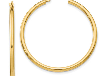 14k Polished Lightweight Tube Hoop Earrings (Style T913L)
