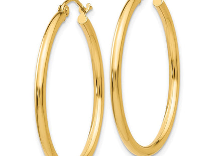 14k Polished Lightweight Tube Hoop Earrings (Style T914L)