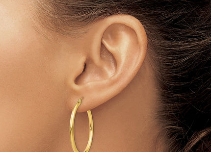 14k Polished Lightweight Tube Hoop Earrings (Style T914L)