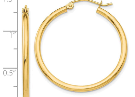 14k Polished Lightweight Tube Hoop Earrings (Style T914L)