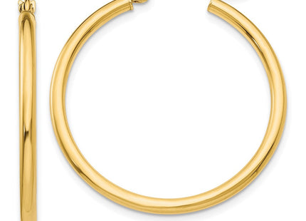 14k Polished Lightweight Tube Hoop Earrings (Style T914L)