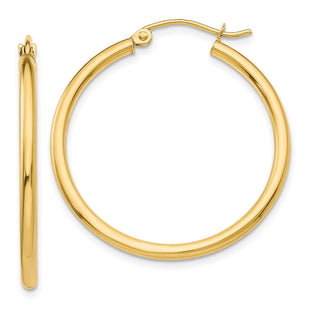 14k Polished Lightweight Tube Hoop Earrings (Style T914L)