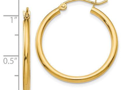 14k Polished Lightweight Tube Hoop Earrings (Style T915L)