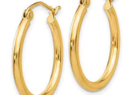 14k Polished Lightweight Tube Hoop Earrings (Style T916L)