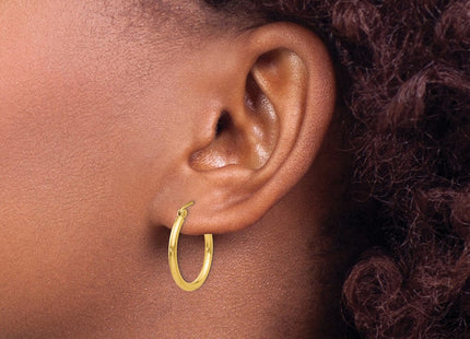 14k Polished Lightweight Tube Hoop Earrings (Style T916L)
