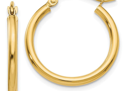 14k Polished Lightweight Tube Hoop Earrings (Style T916L)