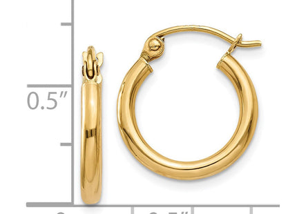 14k Polished Lightweight Tube Hoop Earrings (Style T917L)