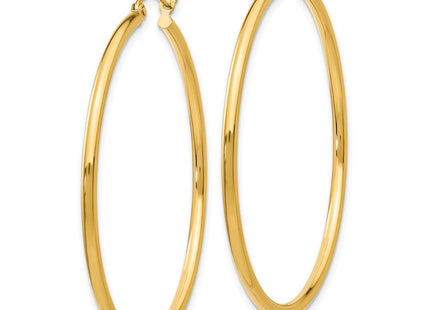 14k Polished Lightweight Tube Hoop Earrings (Style T920L)
