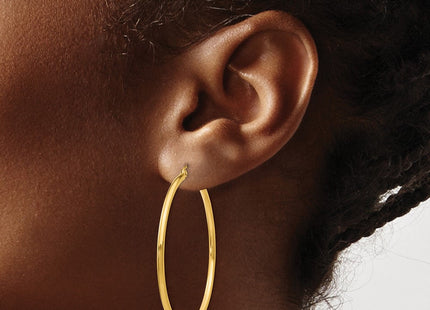 14k Polished Lightweight Tube Hoop Earrings (Style T920L)