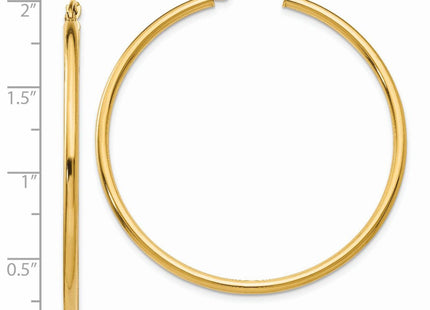 14k Polished Lightweight Tube Hoop Earrings (Style T920L)