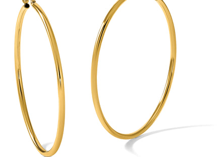 14k Polished Lightweight Tube Hoop Earrings, 50 x 2mm