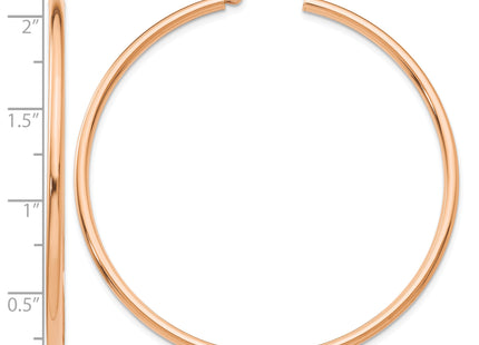14k Rose Gold Polished Lightweight Tube Hoop Earrings, 50 x 2mm