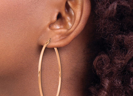 14k Rose Gold Polished Lightweight Tube Hoop Earrings (Style T922RL)