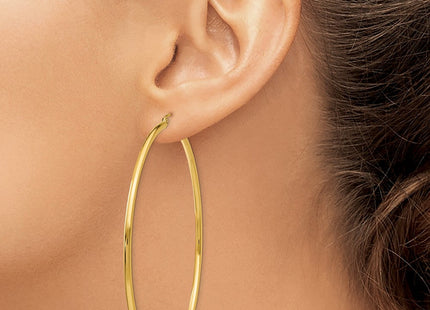 14k Polished Lightweight Tube Hoop Earrings (Style T924L)