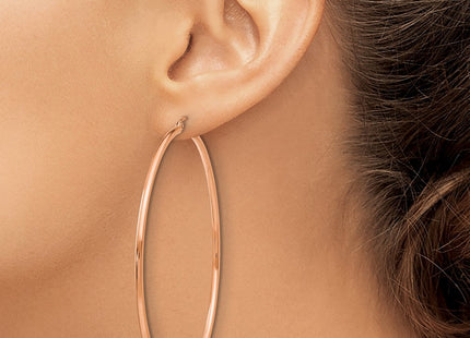 14k Rose Gold Polished Lightweight Tube Hoop Earrings (Style T924RL)