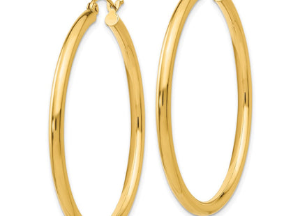 14k Polished Lightweight Tube Hoop Earrings (Style T925L)