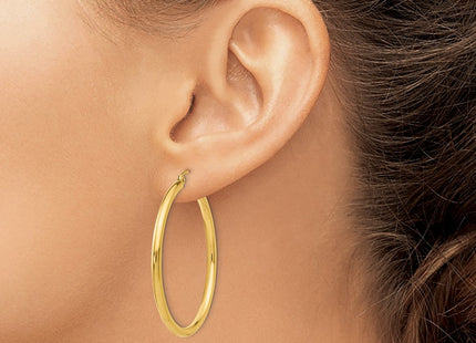 14k Polished Lightweight Tube Hoop Earrings (Style T925L)