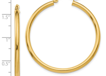 14k Polished Lightweight Tube Hoop Earrings (Style T925L)