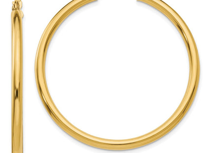 14k Polished Lightweight Tube Hoop Earrings (Style T925L)