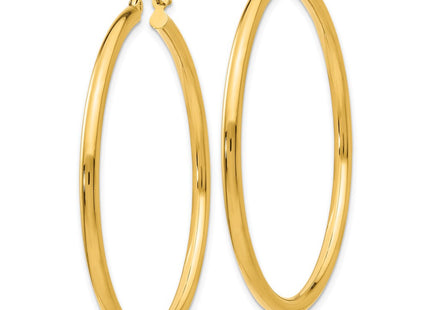 14k Polished Lightweight Tube Hoop Earrings (Style T926L)