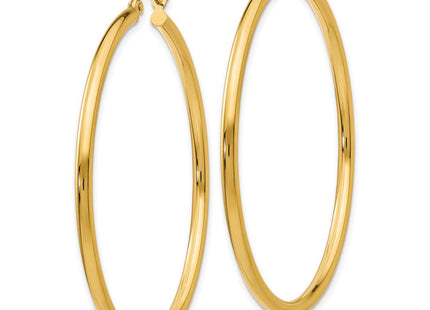 14k Polished Lightweight Tube Hoop Earrings (Style T927L)