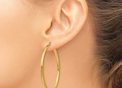 14k Polished Lightweight Tube Hoop Earrings (Style T927L)