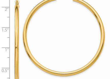 14k Polished Lightweight Tube Hoop Earrings (Style T927L)