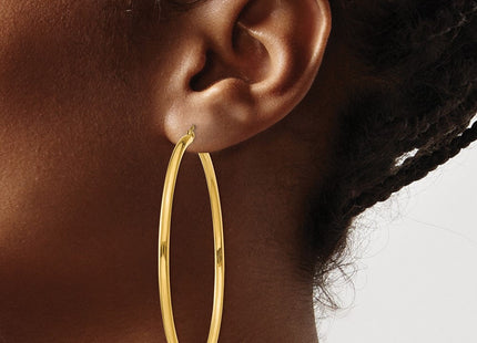 14k Polished Lightweight Tube Hoop Earrings (Style T929L)