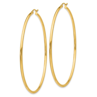 14K Polished Lightweight Tube Hoop Earrings, 65 x 2.5mm