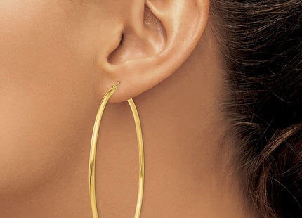 14k Polished Lightweight Tube Hoop Earrings (Style T930L)