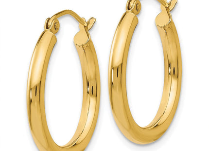14k Polished Lightweight Tube Hoop Earrings (Style T931L)