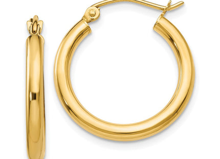 14k Polished Lightweight Tube Hoop Earrings (Style T931L)